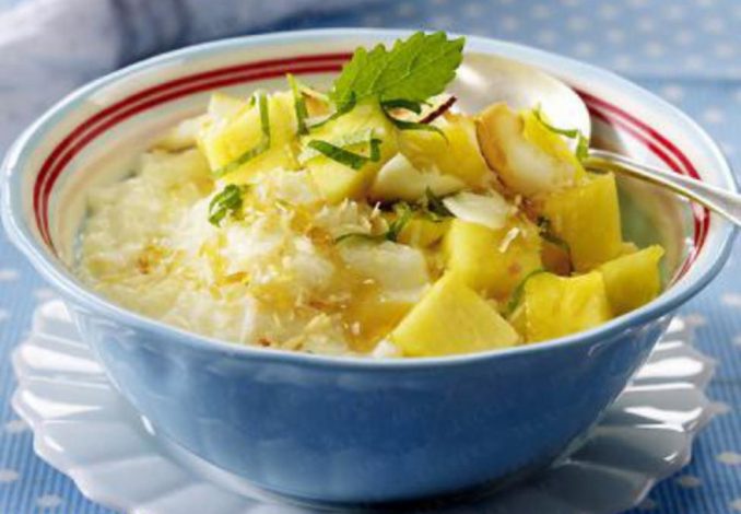 Arroz doce com côco-ananás &amp; erva cidreira - Petiscos.com - Receitas ...