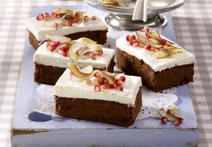 Schokoschnitten com creme de côco &amp; sementes de romã - Petiscos.com ...