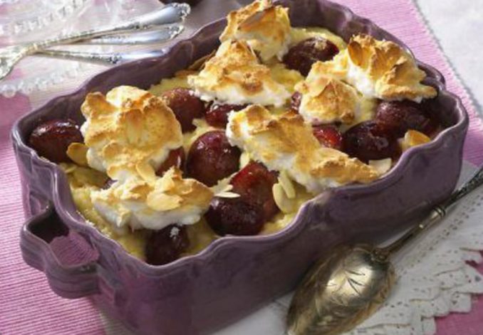Arroz doce auflauf com ameixas &amp; suspiros - Petiscos.com - Receitas ...